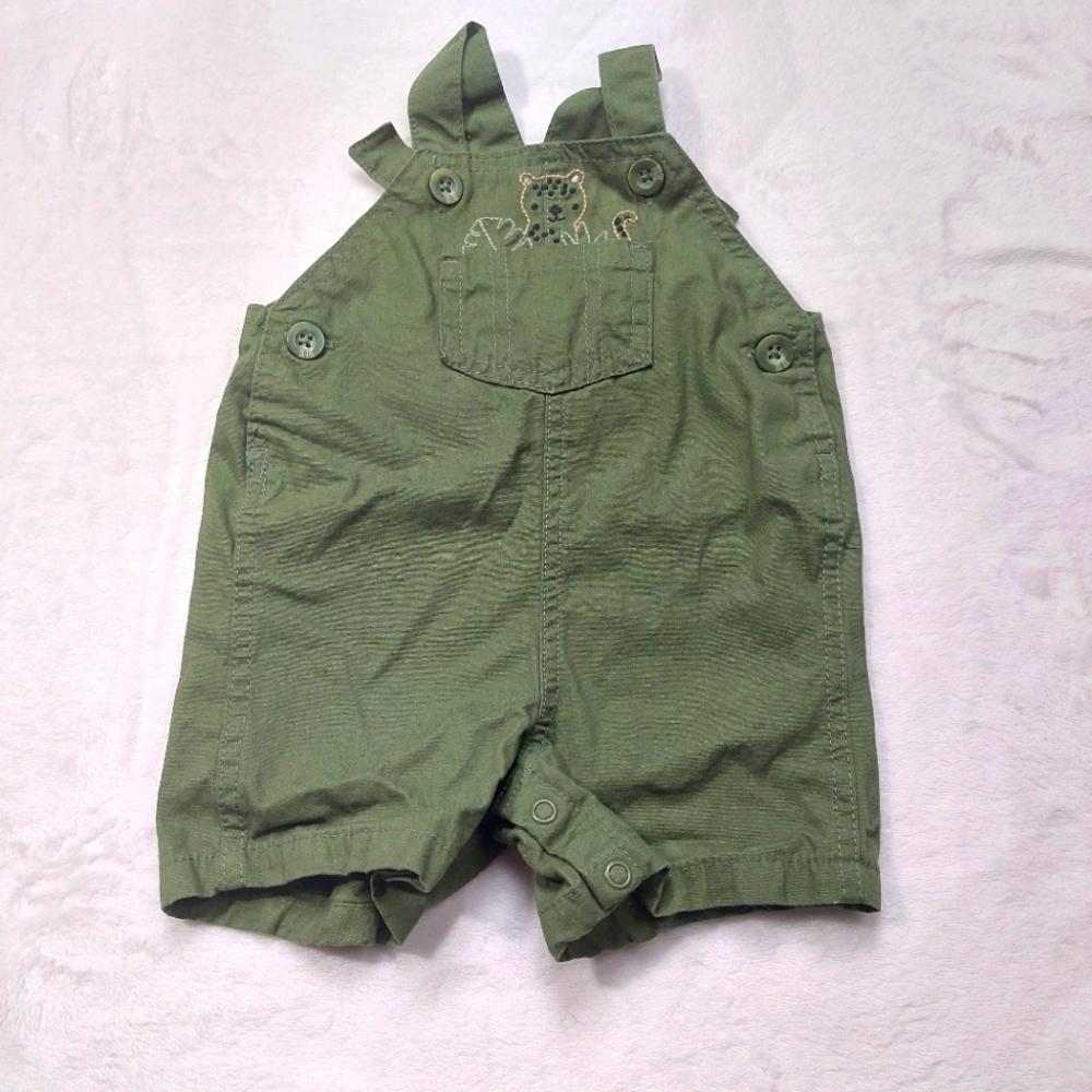 CARTER'S GREEN JUNGLE CHEETAH OVERALLS SIZE 6 MONTHS